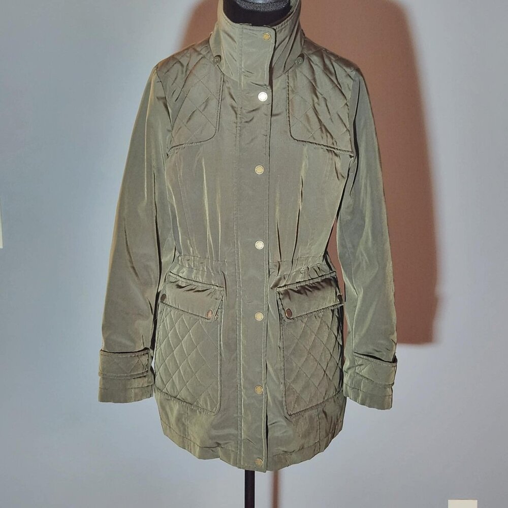 London Fog Olive Green Quilted Utility Jacket Women’s Medium
